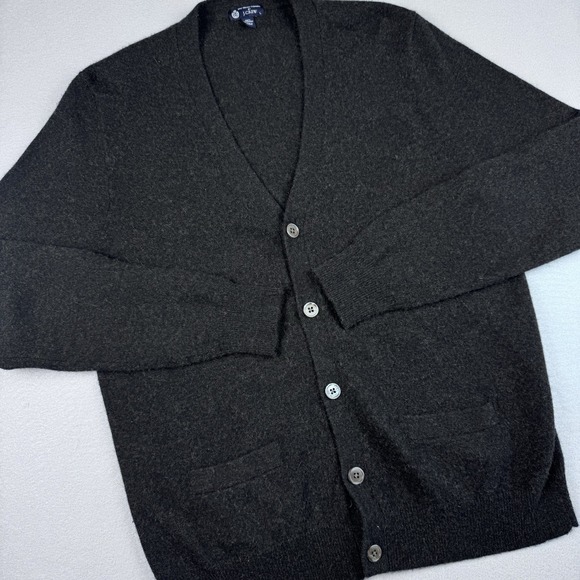 J.CREW Sweaters - J Crew 100% Italian Cashmere Cardigan Women L Charcoal Pocket V-Neck Grandmacore